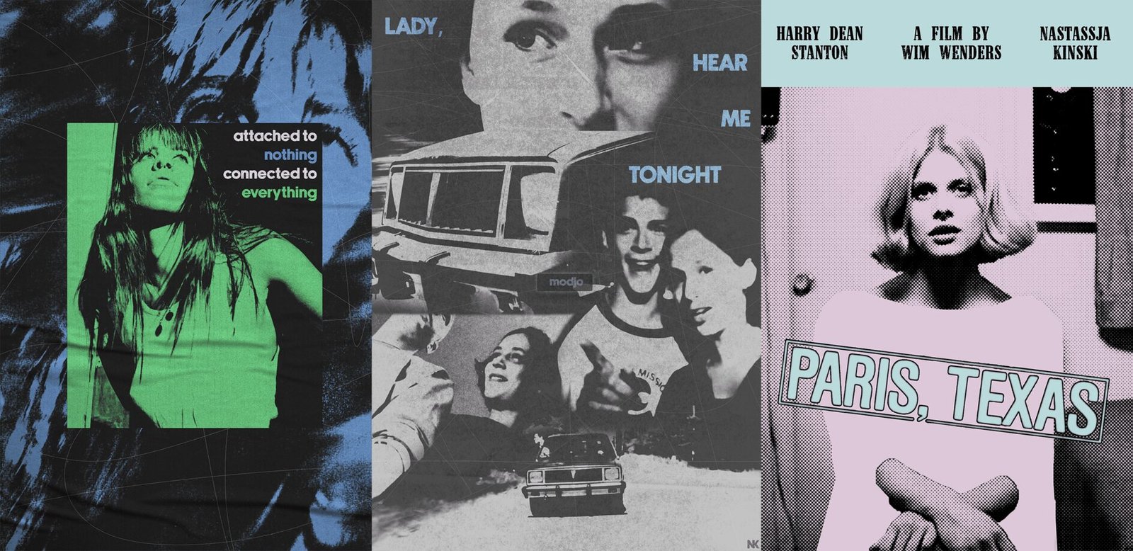 Three poster designs side by side